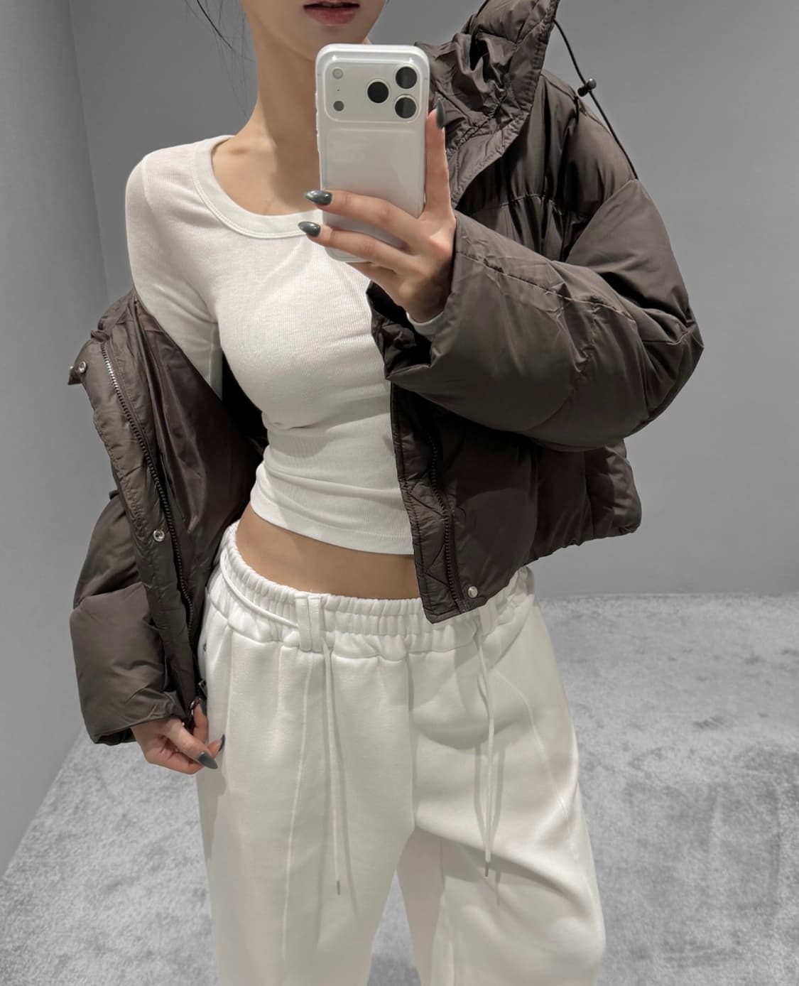 VIVNLUV 브라운 후드 패딩 상품이미지4