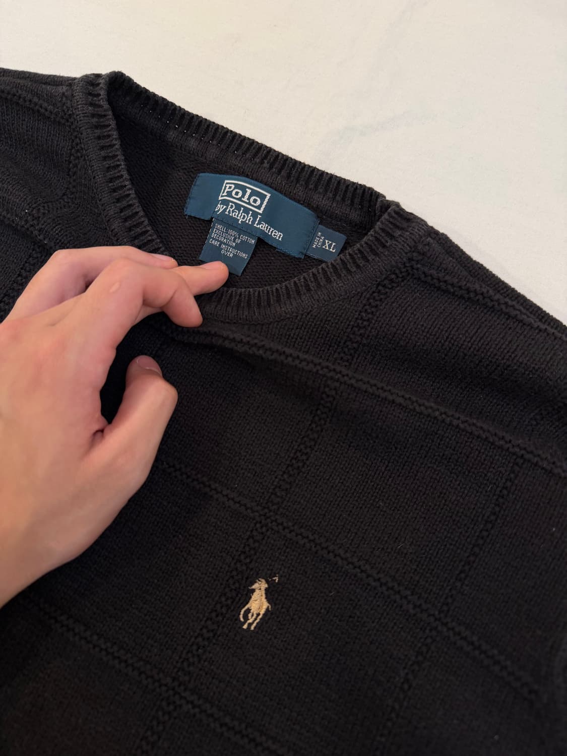 폴로 랄프로렌 스퀘어 짜임 케이블 니트 블랙 상품이미지3