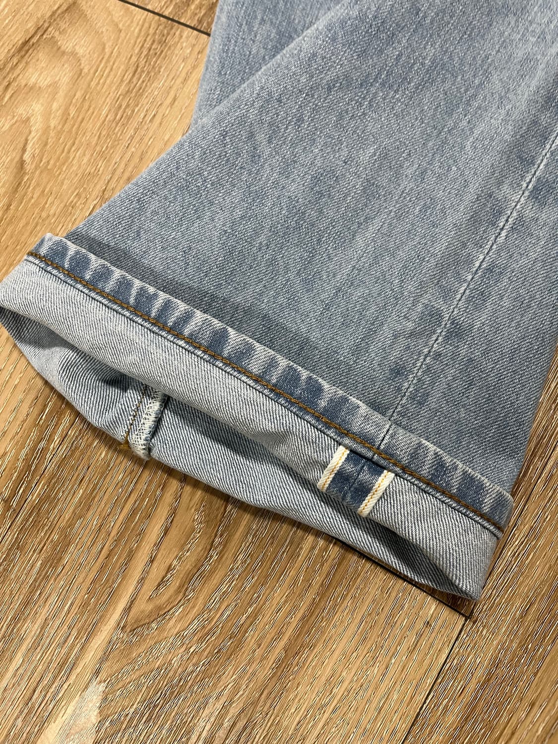 (새상품) 아웃스탠딩 30s 신치백 와이드 셀비지데님 32 상품이미지3