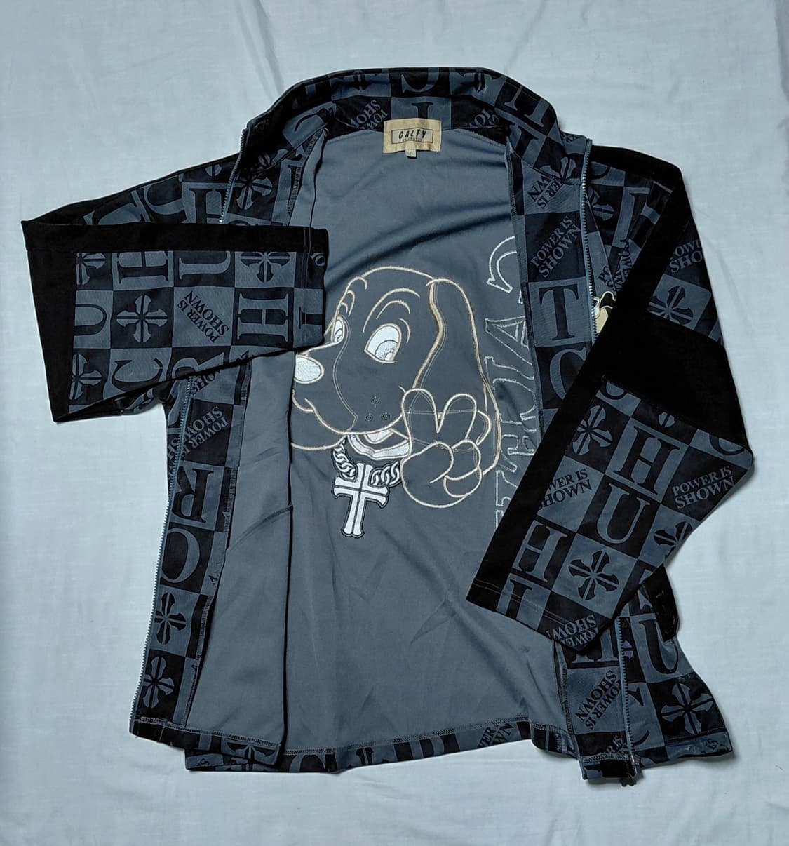 [Free] GALFY 갈피 올오버 패턴 빅 강아지 자수 져지 트랙탑 상품이미지7