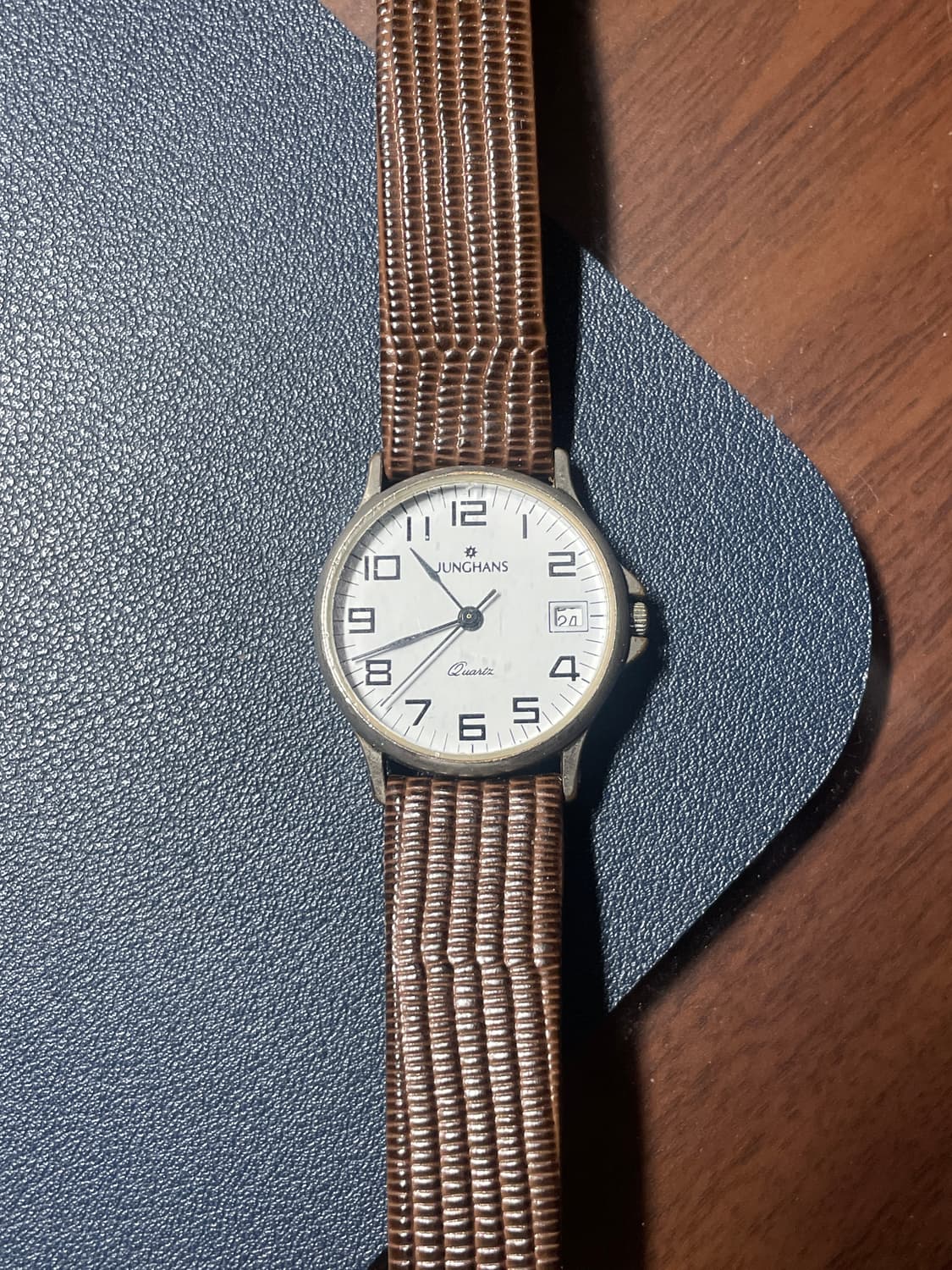 빈티지 융한스 쿼츠 레더 시계 상품이미지3