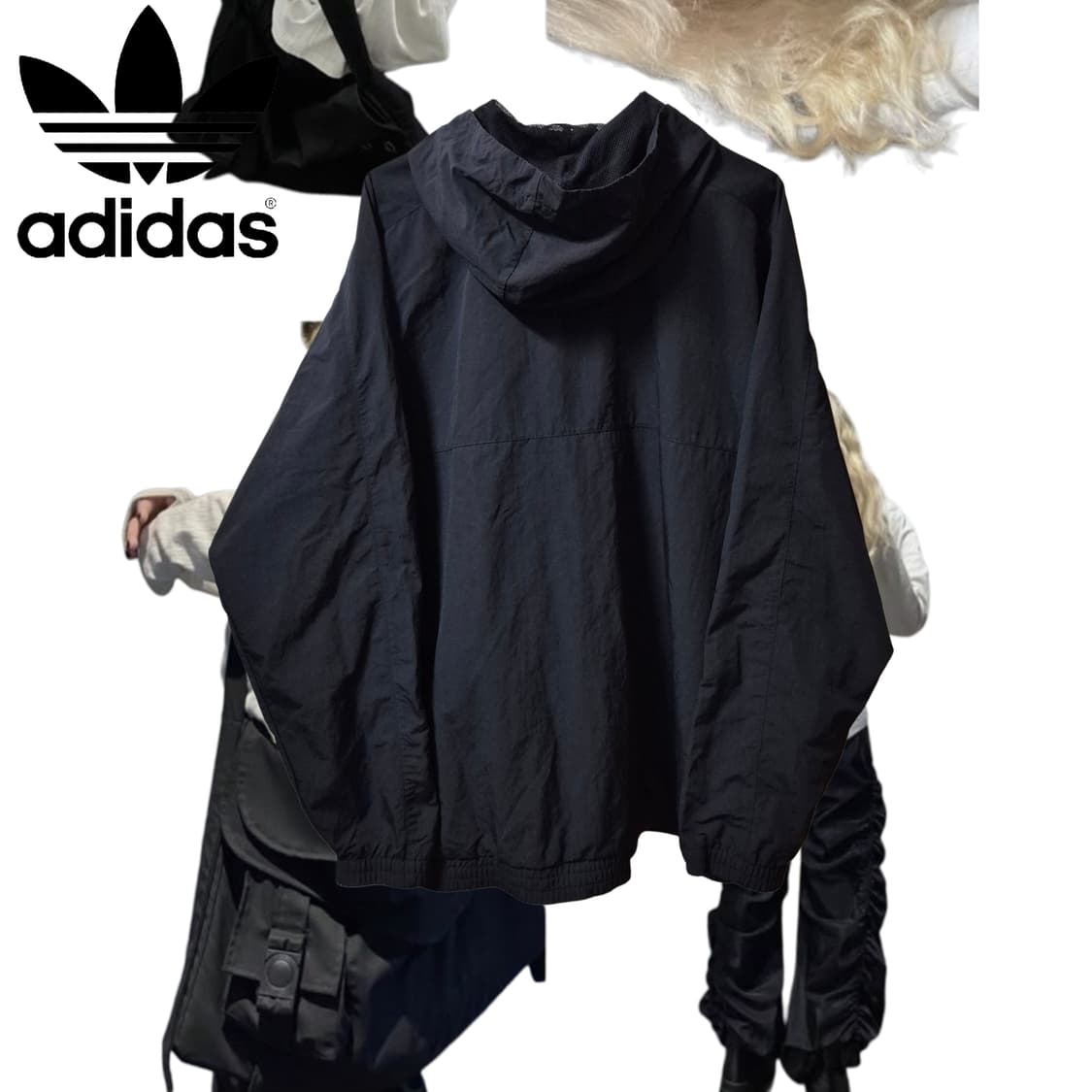 ADIDAS Black track hoodie Windbreak 상품이미지2