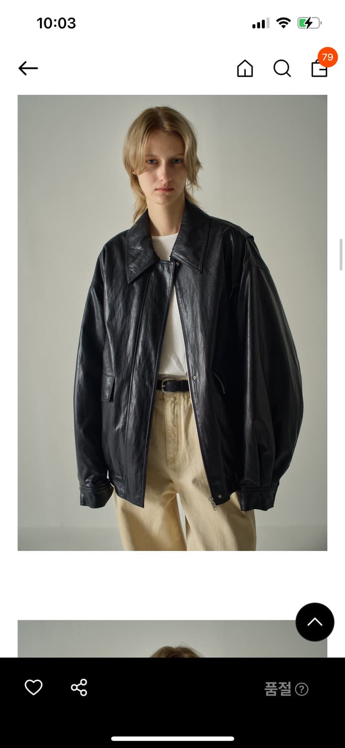 파사드패턴 오버핏 레더 블루종 m 상품이미지2