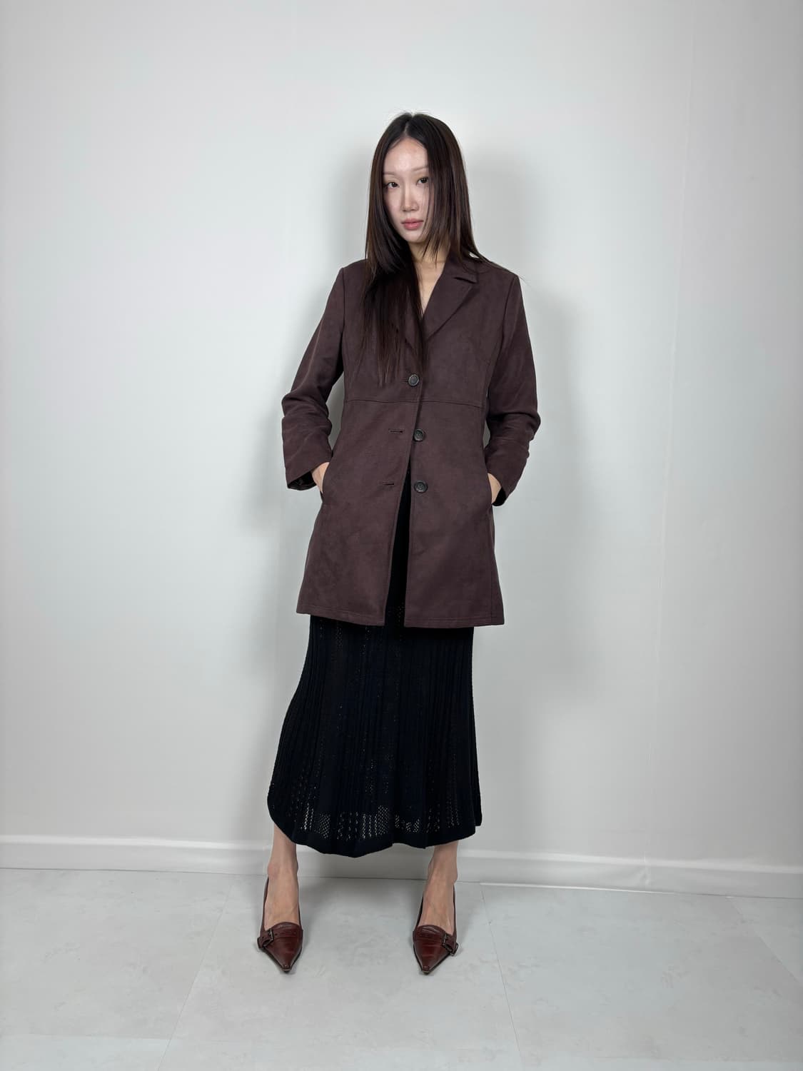 BROWN BURGUNDY SUEDE JACKET 상품이미지4