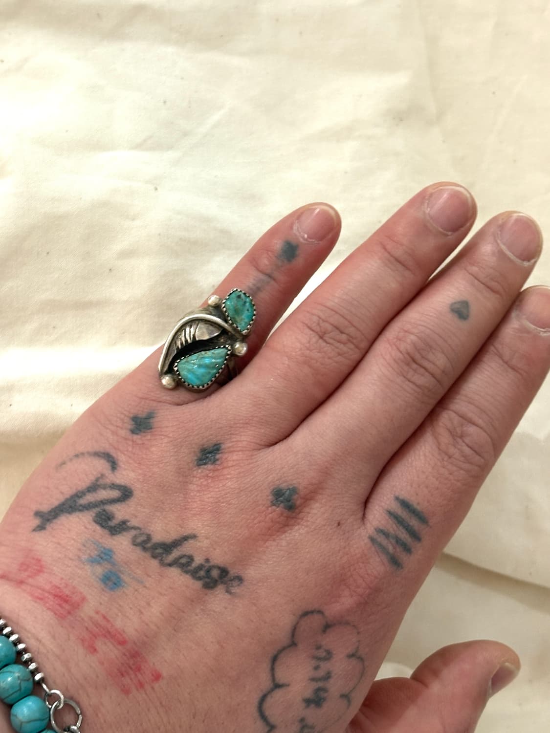 TTF✳️빈티지 네이티브 아메리칸 터키석 실버링 상품이미지2