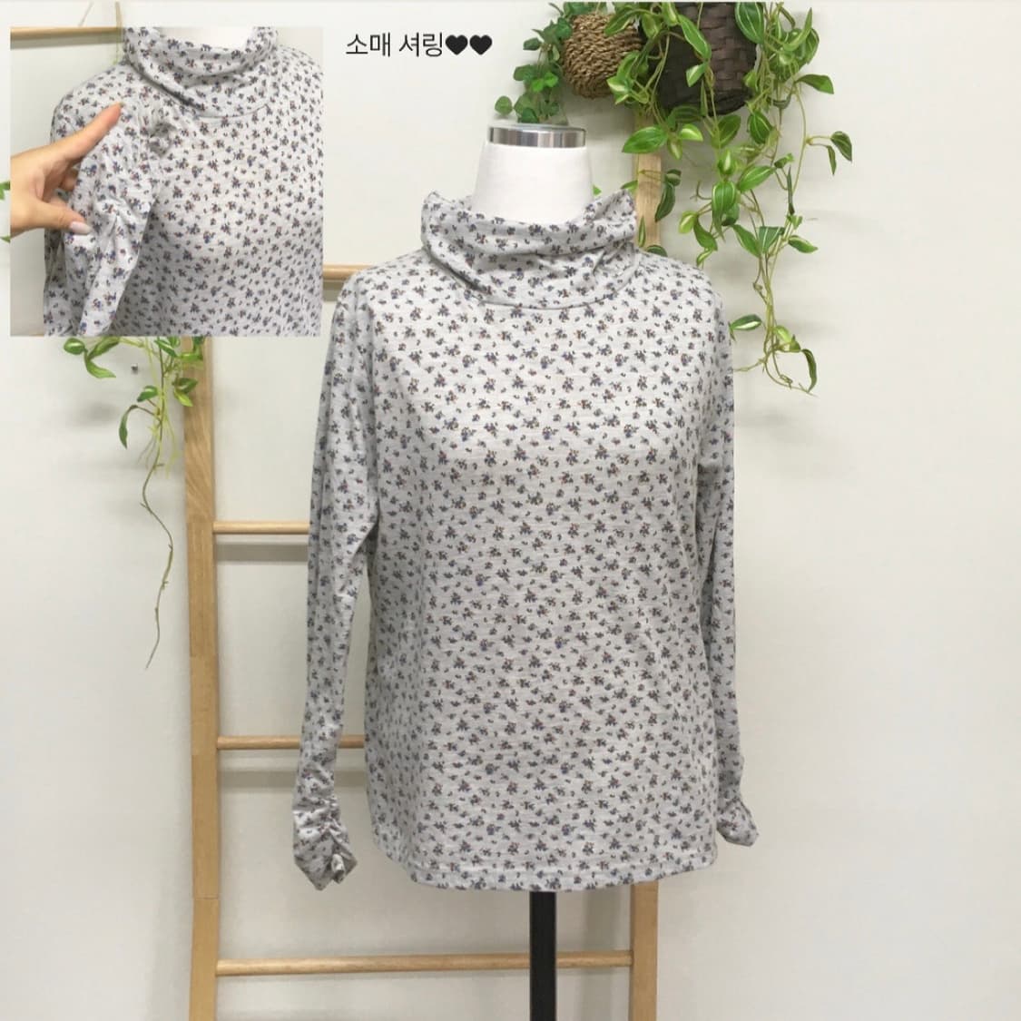 JPN/ 반팔니트레이어드 레이어드세트 세트 모리걸 잔꽃하이넥 잔꽃이너 상품이미지7