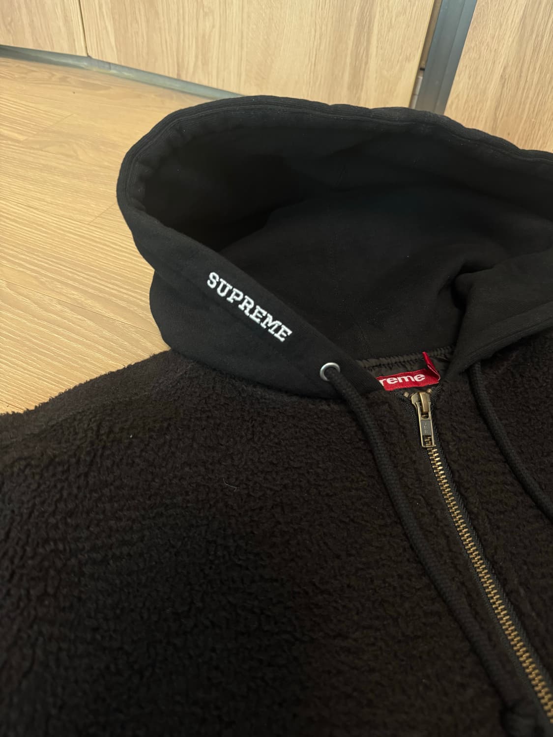 [L] 슈프림 플리스 집업 후드 셔츠 블랙 - 23FW 상품이미지4