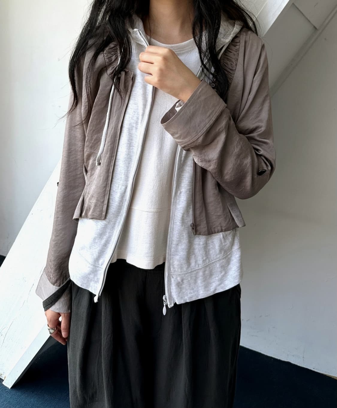 Light cotton sweat hooded zip TOP 상품이미지10