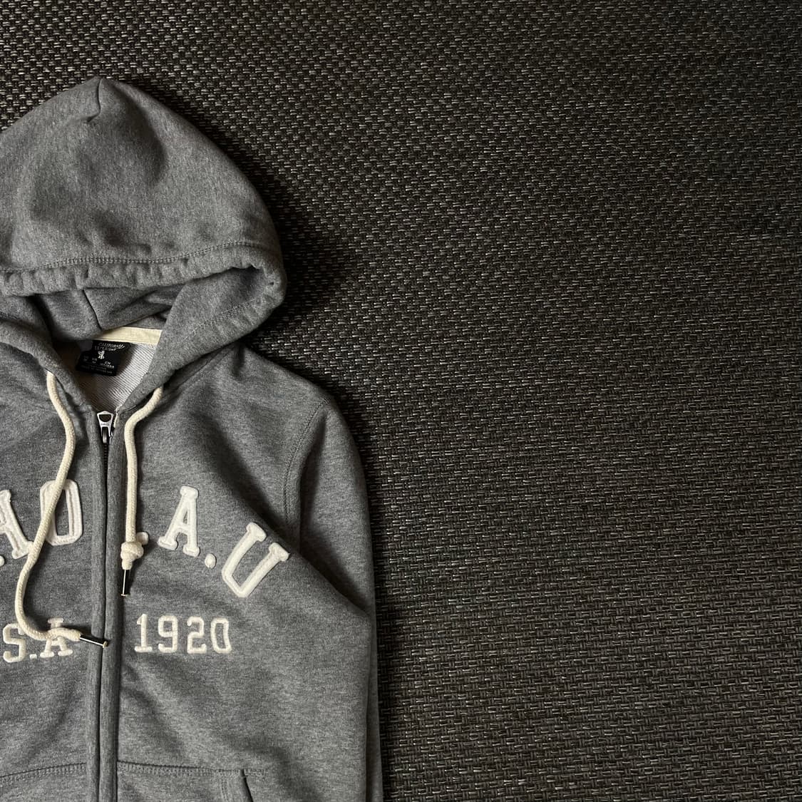 후아유 그레이 화이트 패치 후드집업 M 상품이미지3