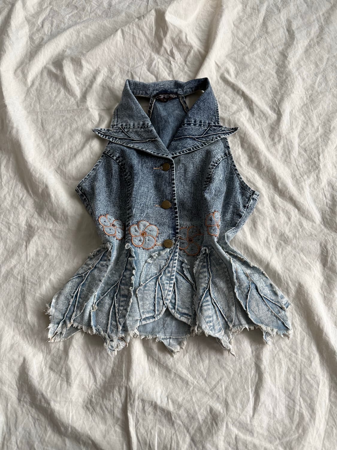 2000’s 00’s y2k 페어리 데님 홀터 베스트 상품이미지1