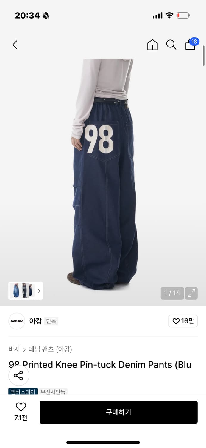 아캄 핀턱 데님 팬츠 1사이즈 상품이미지7