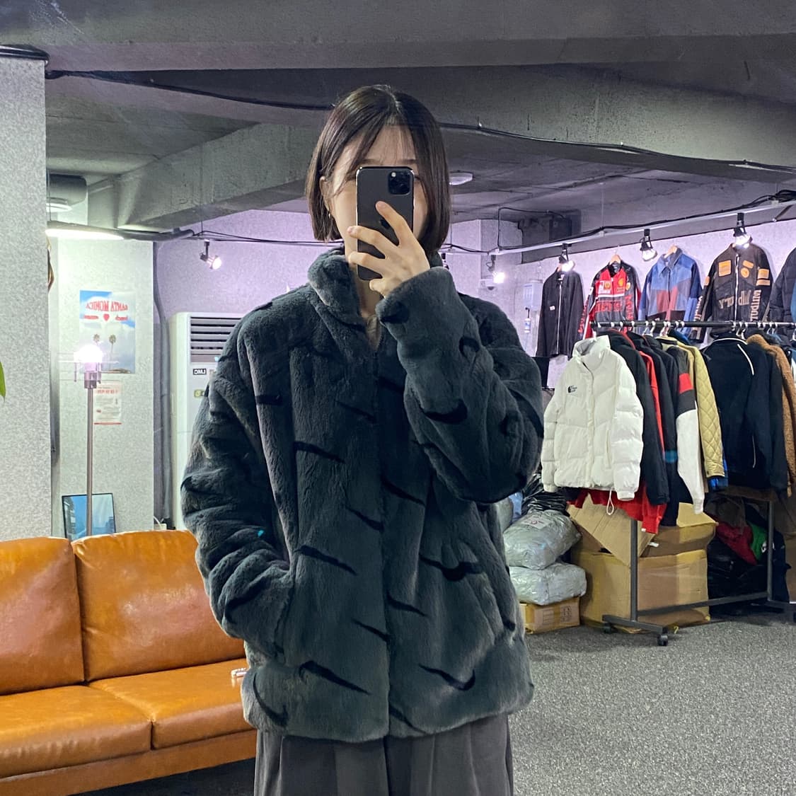 나이키 스우시 패턴 퍼 자켓 b3372 상품이미지1