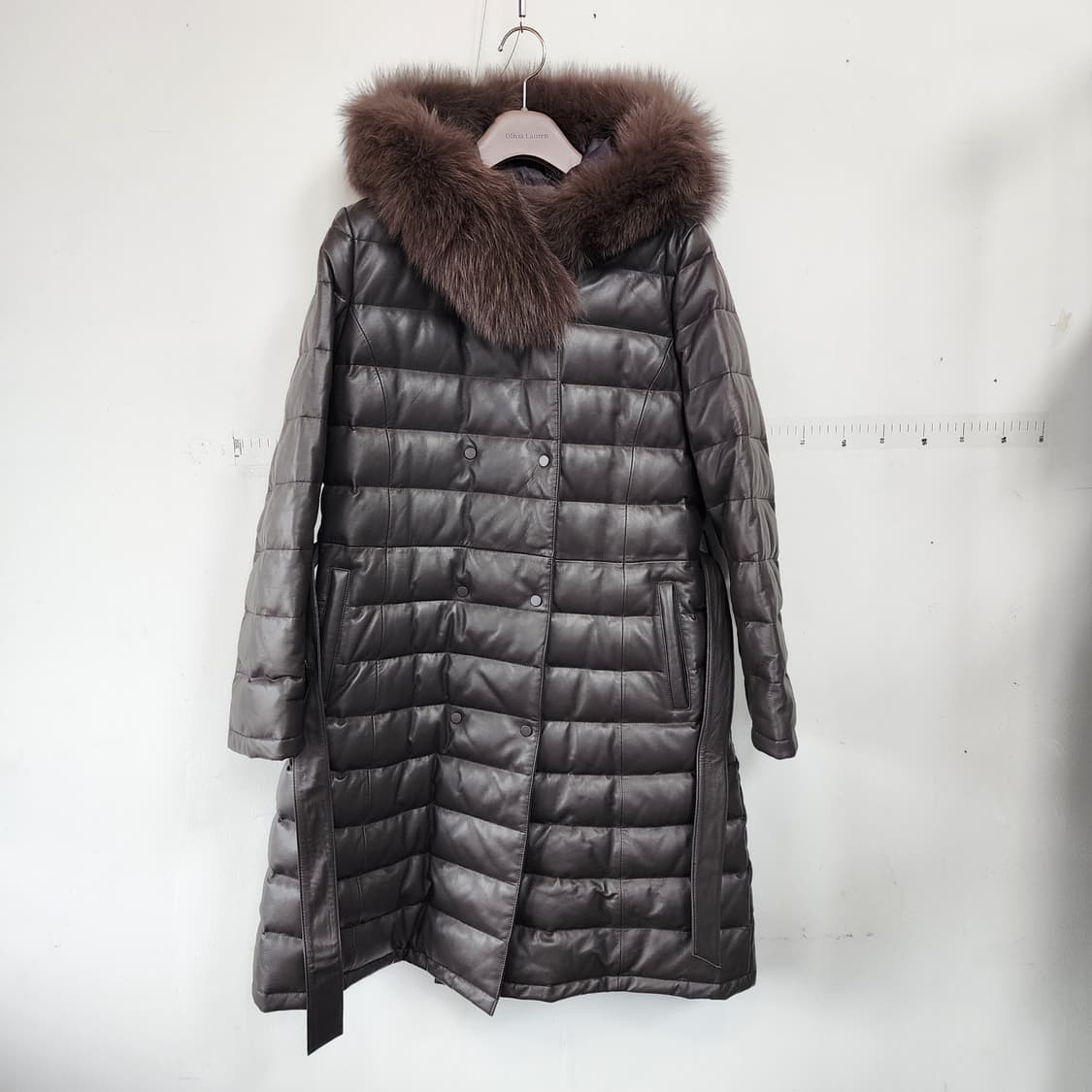 로보 가죽 패딩 롱 코트 상품이미지1