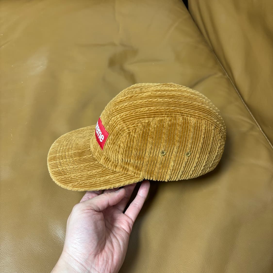 슈프림 캠프캡 모자 박스로고 코듀로이 탄 상품이미지4