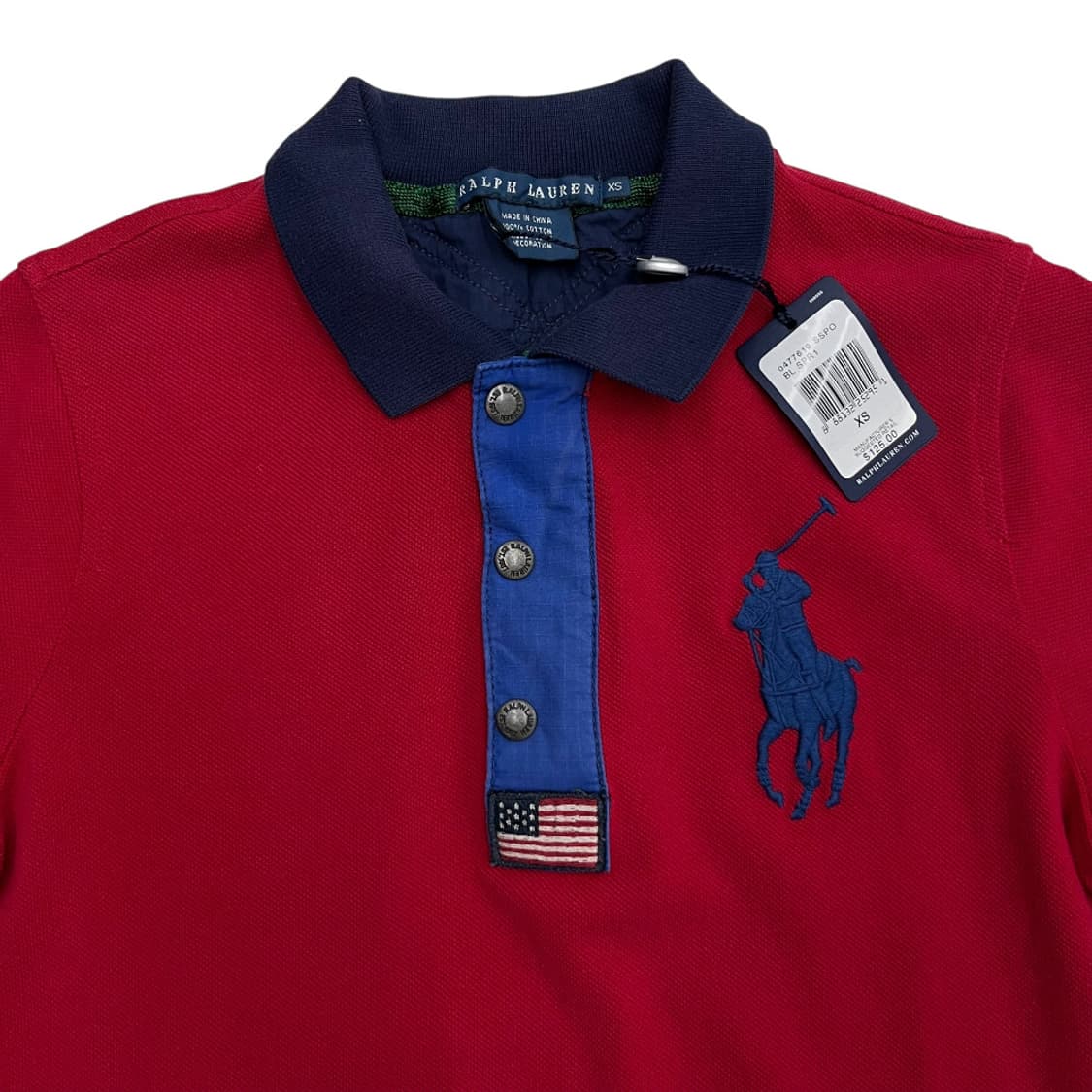 폴로 랄프로렌 딱붙핏 빅포니 지퍼버튼 레드 pk티 XS 상품이미지4