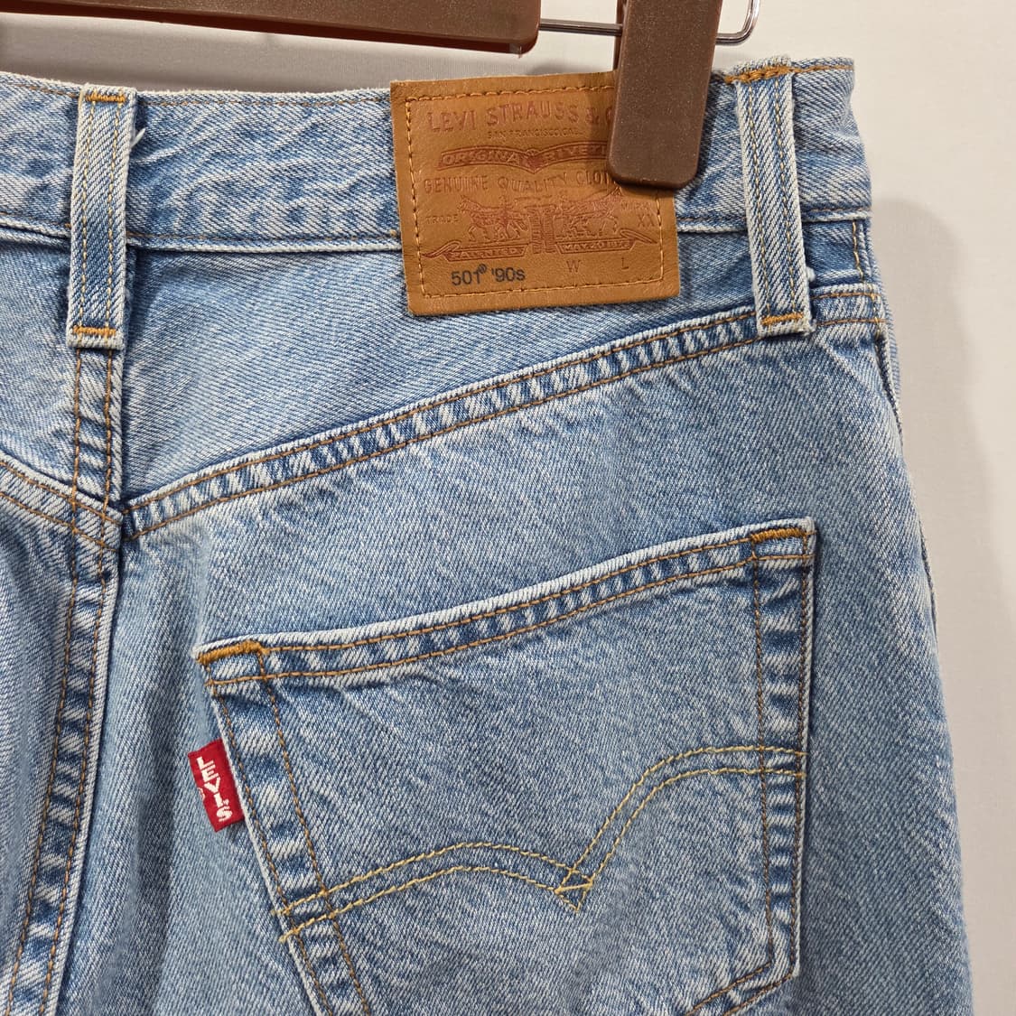 90s 리바이스 501 빅E 프리미엄 연청 컷팅진 26/30 상품이미지4