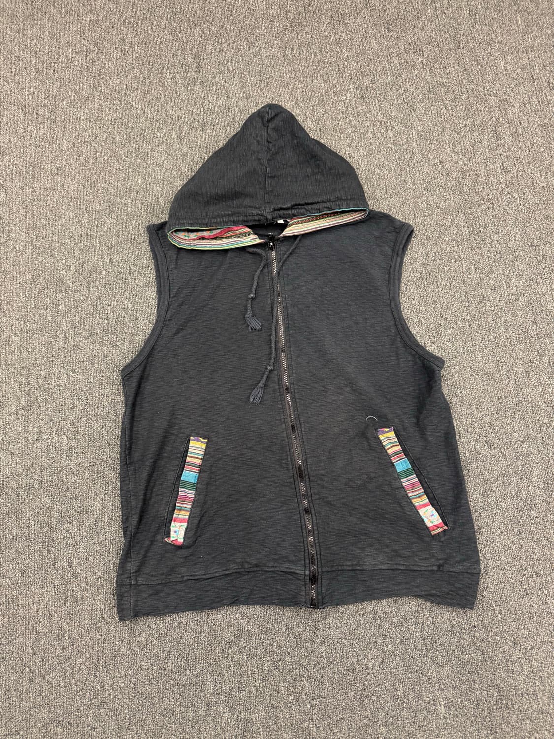 LL)Sorridere 빈티지 패턴 포인트 후드 베스트 조끼 상품이미지1