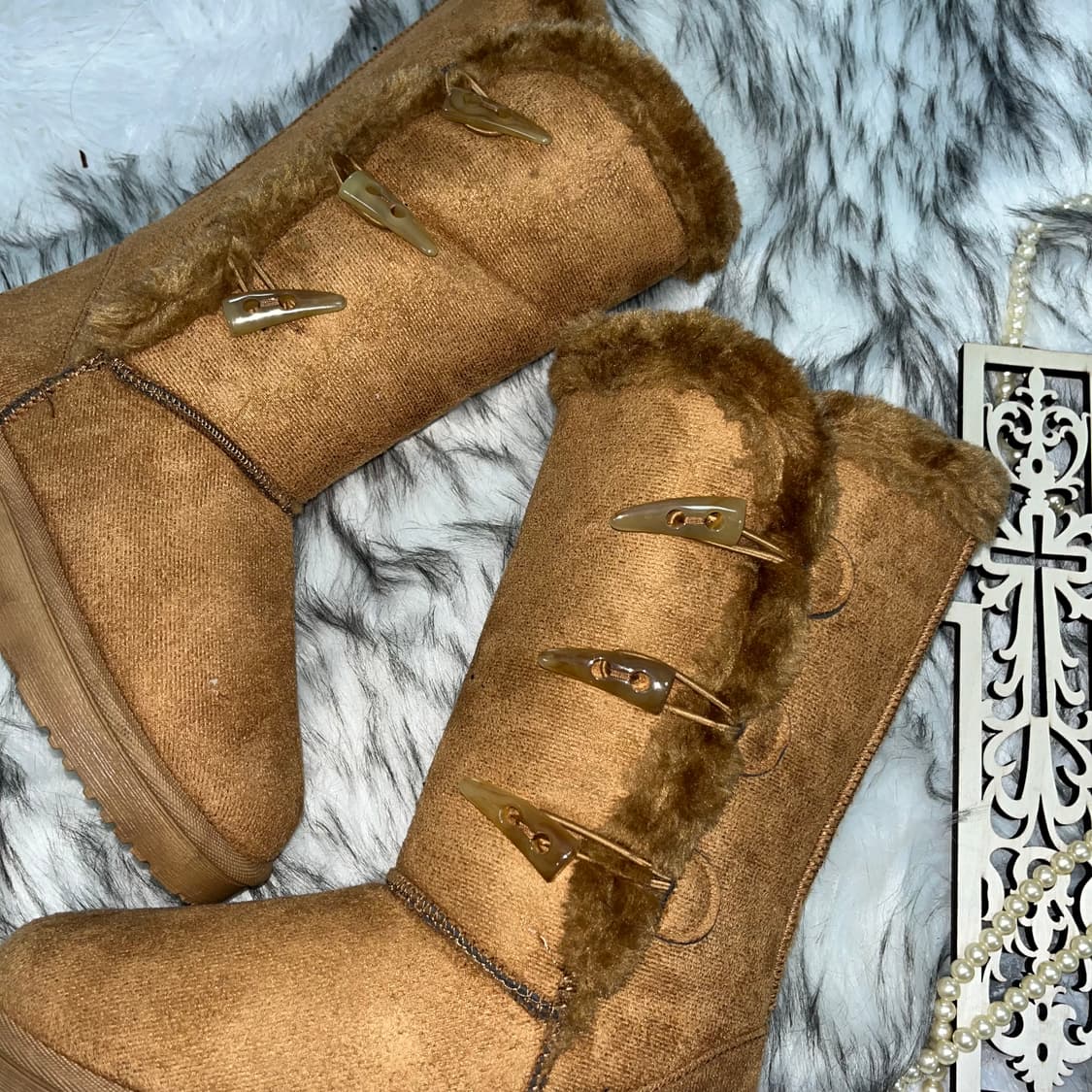 빈티지 떡볶이 단추 포인트 퍼부츠 상품이미지2