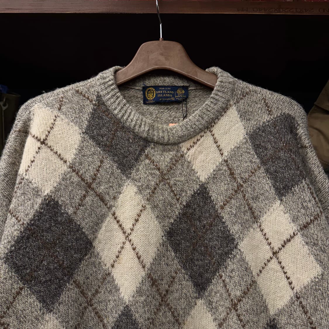 80s 스코틀랜드 아가일 패턴 퓨어 울 빈티지 니트 상품이미지3