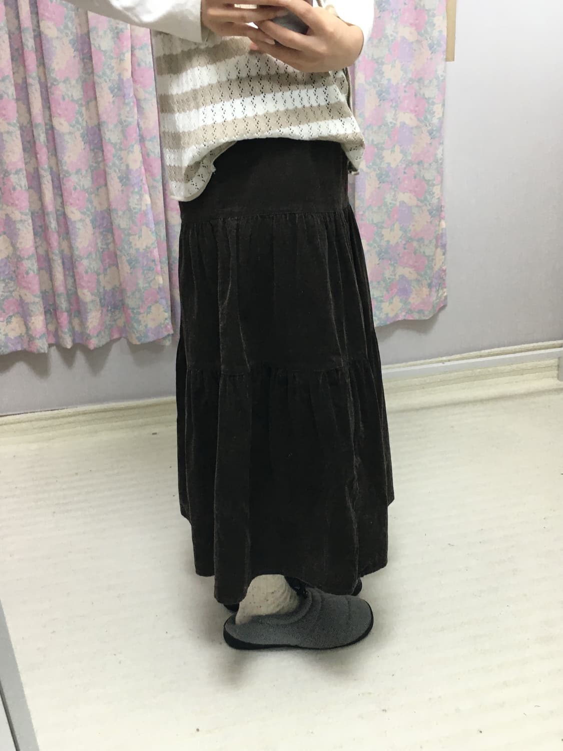 브라운 코듀로이 스커트 상품이미지5