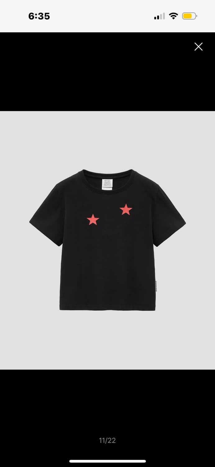 더바이닐하우스 STAR TEE BLACK 크롭 상품이미지3