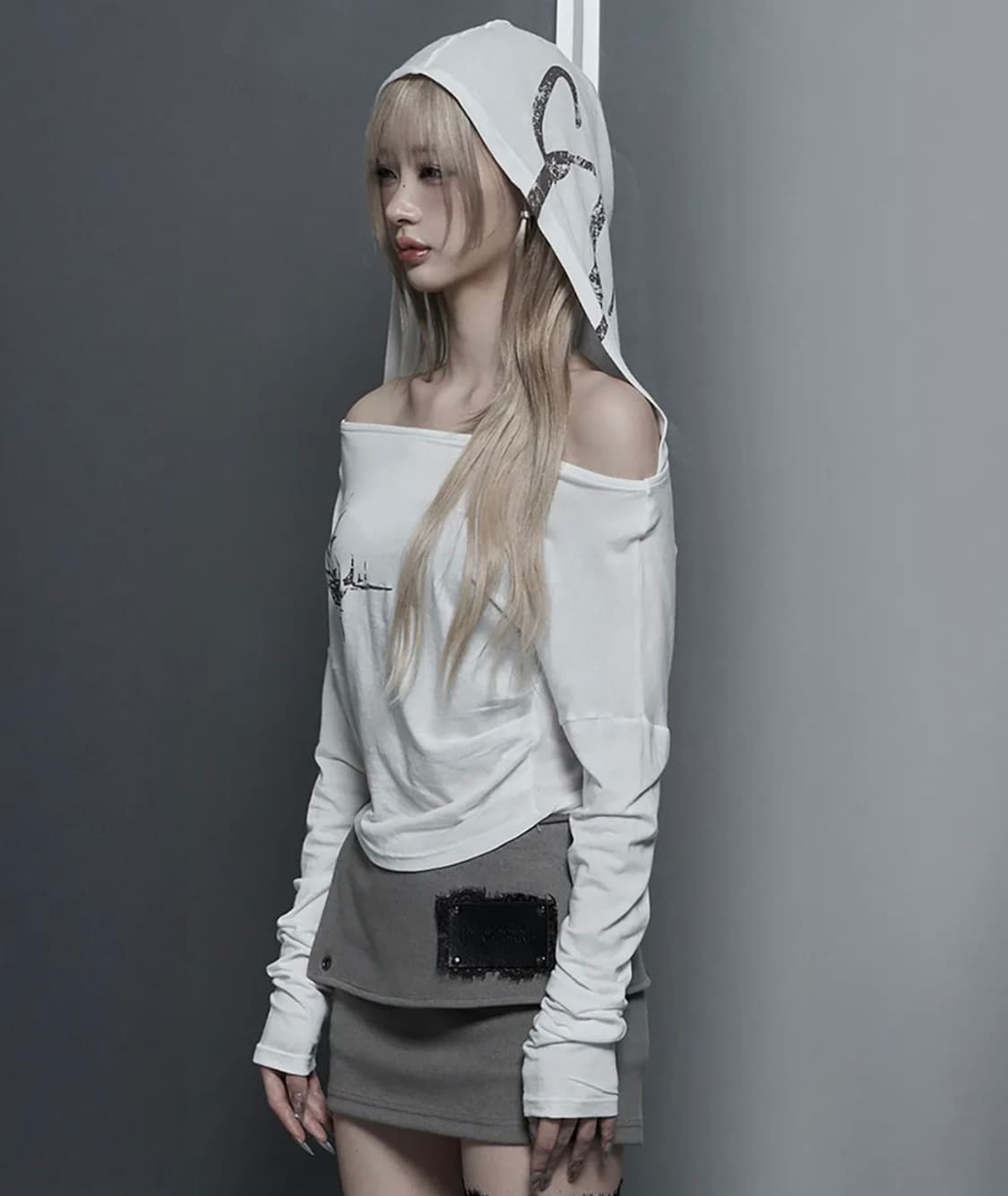 에트오소메 레터링 후디 슬림핏 롱슬리브 탑 상품이미지2