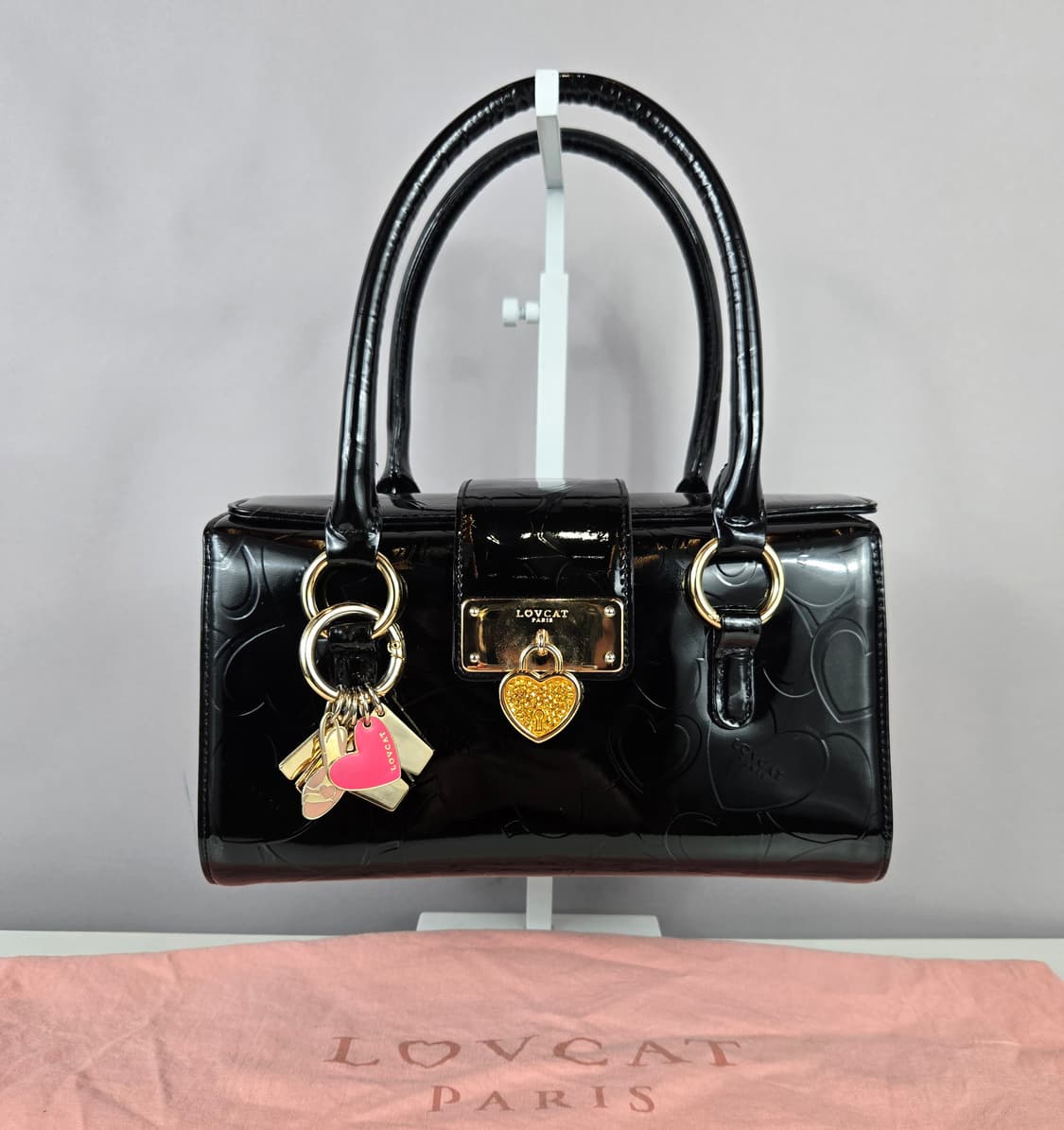 LOVCAT 러브캣 에나멜 페이던트 하트 미니 토트백 블랙 가방 상품이미지1