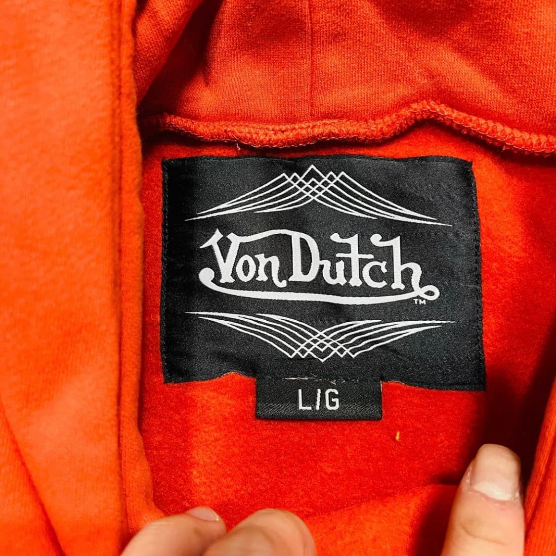 본더치 오버 몬스터 사이드 로고 빈티지 주황 후드티 상품이미지4