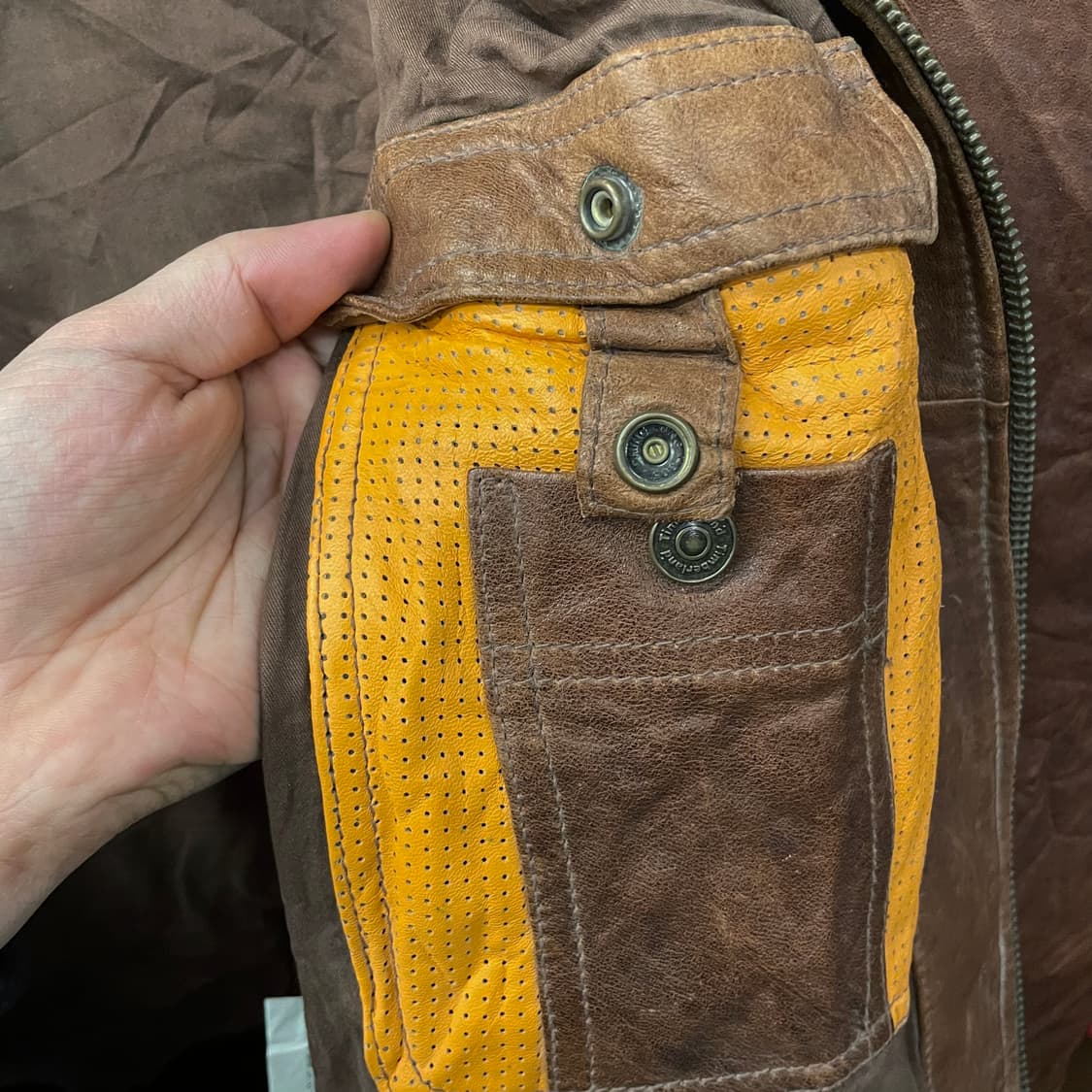 90s 팀버랜드 올드 레더 램스킨 가죽 자켓 상품이미지7