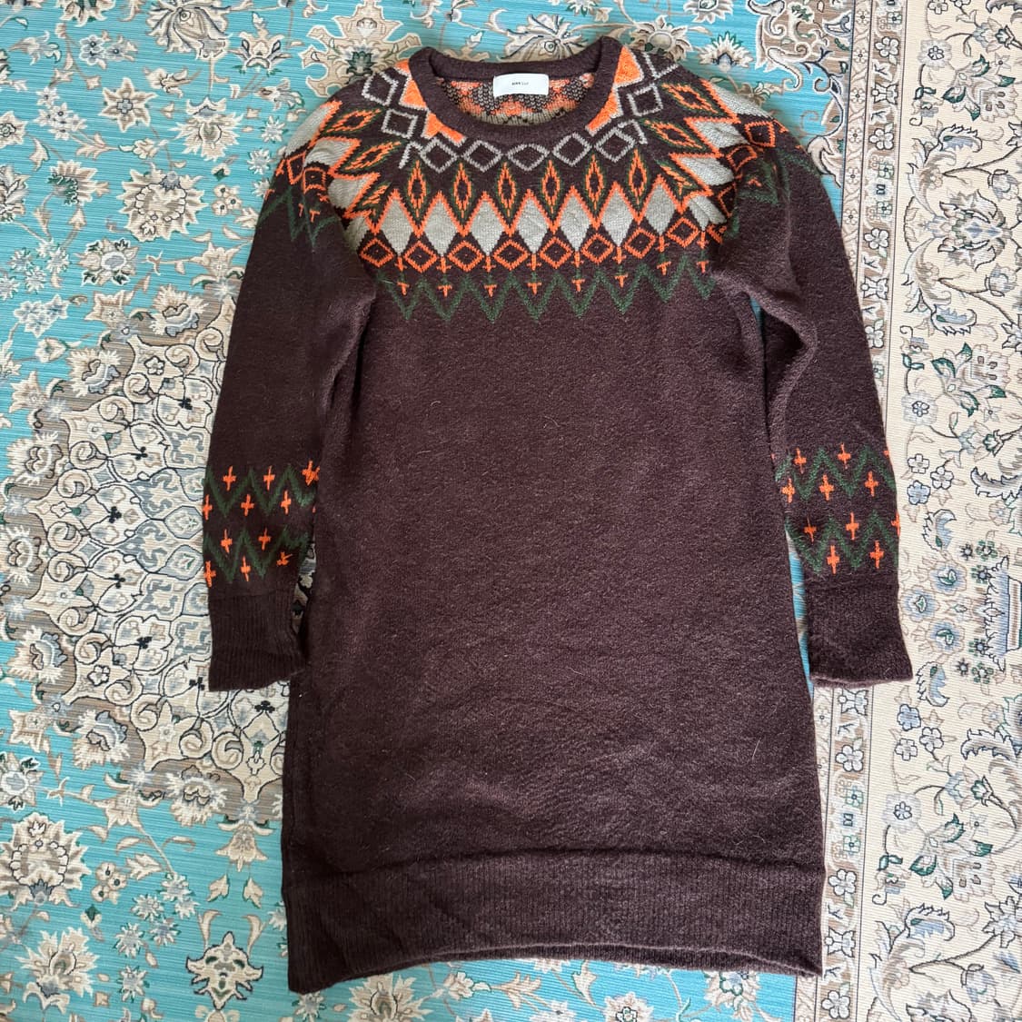 브라운 노트딕패턴 롱니트, 원피스 예뻐요 상품이미지9