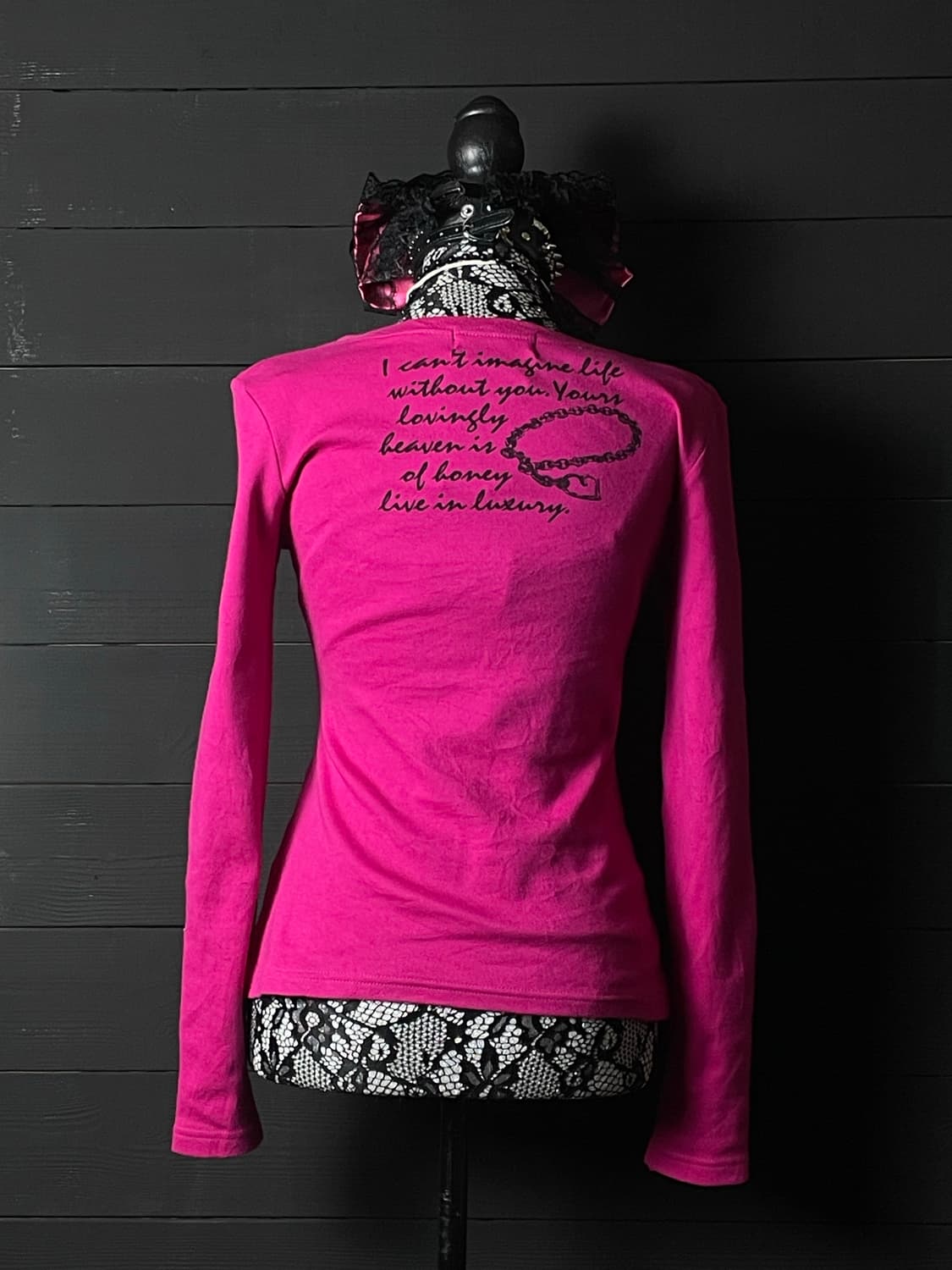 KNICK KNACK 갸루 펑크 큐빅 핑크 롱슬리브 상품이미지3