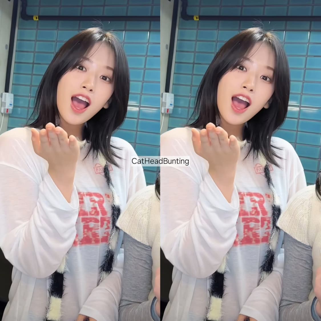 안유진 착용_UNISEX 플러피 스트라이프 롱 슬림 머플러 상품이미지4