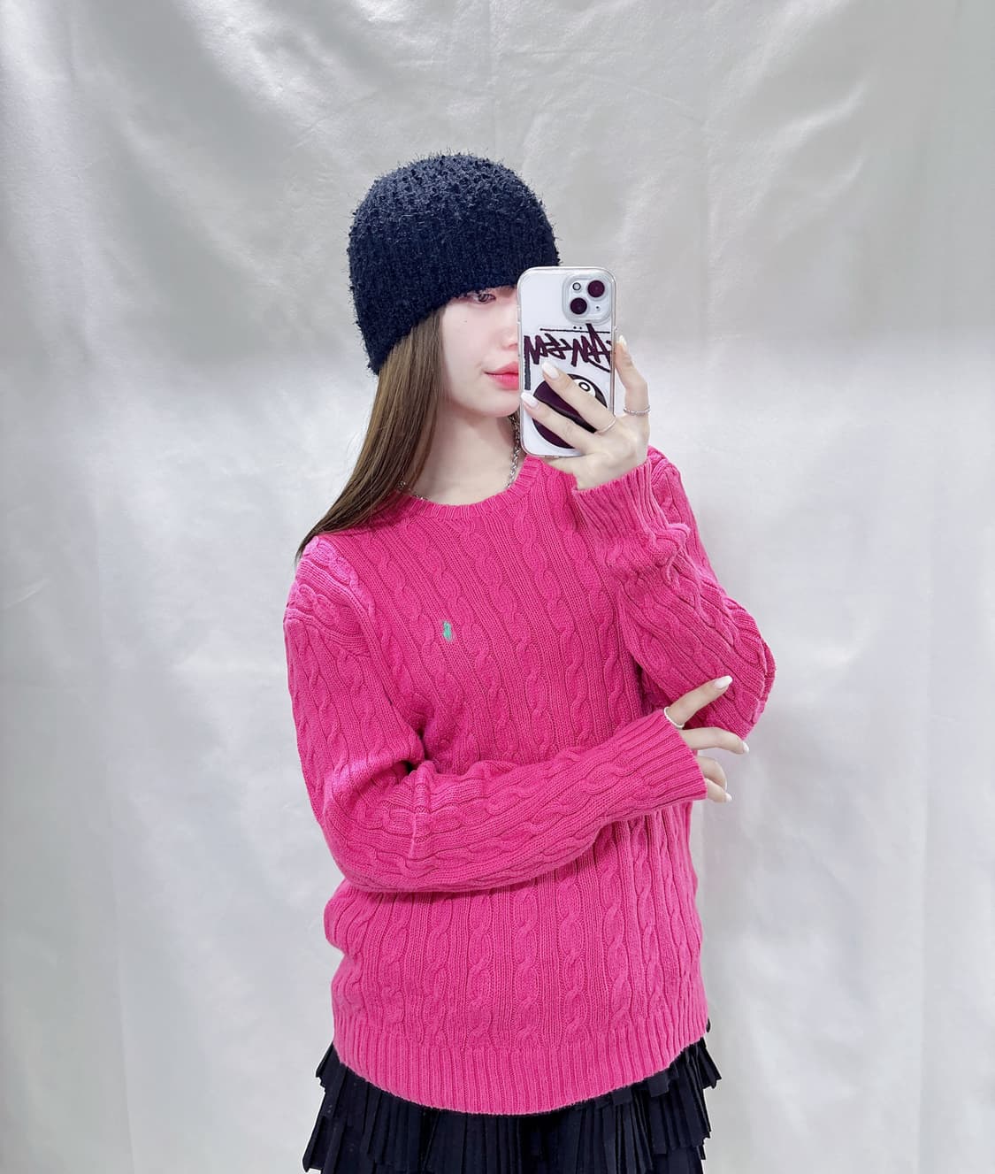 폴로 랄프로렌 핑크 포니 꽈배기 니트  상품이미지2