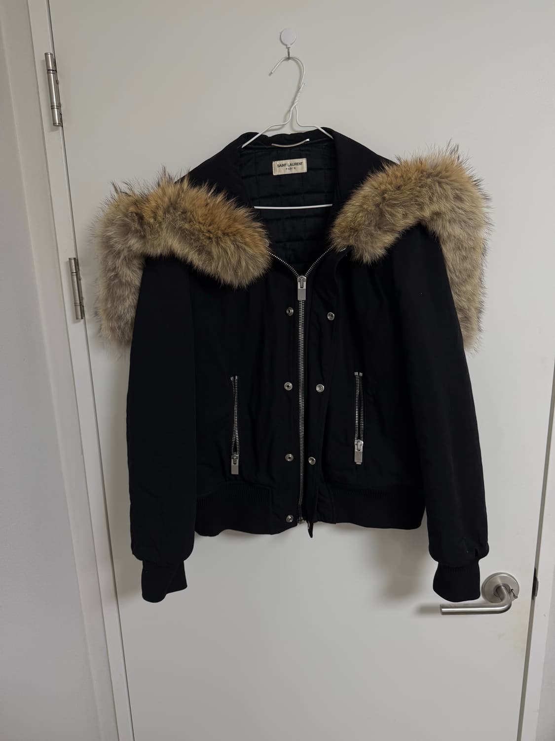 생로랑 13fw 에디슬리먼 라쿤퍼 봄버자켓  상품이미지1