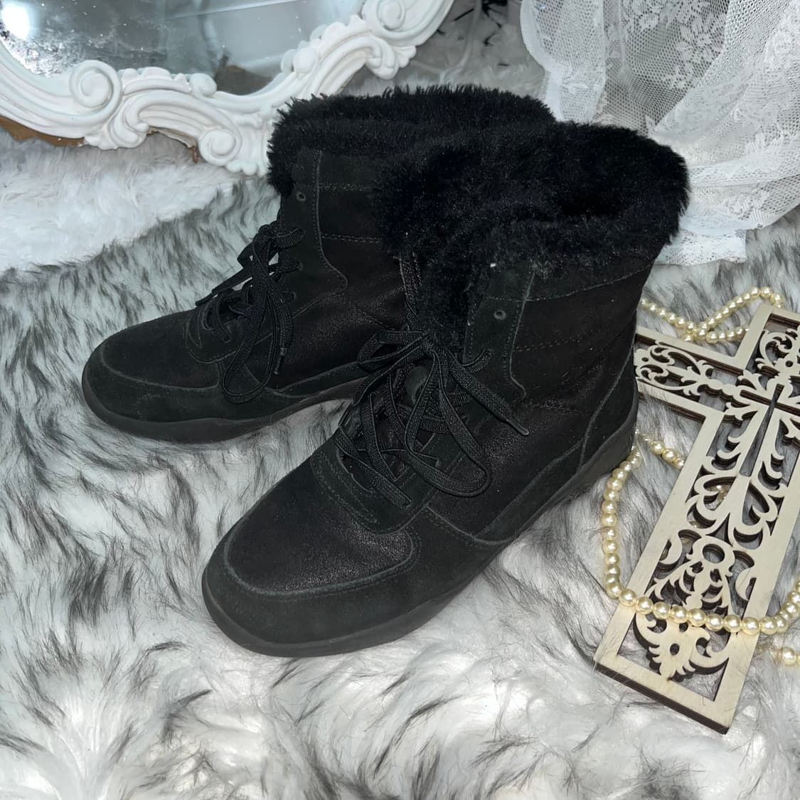 빈티지 블랙 퍼숏부츠 상품이미지2