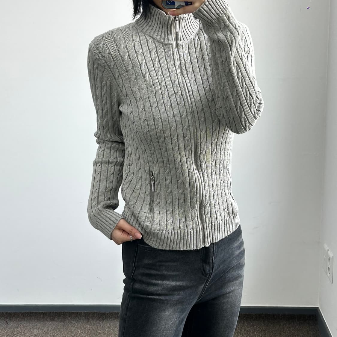 Polo 폴로 그레이 케이블 니트 집업 상품이미지2