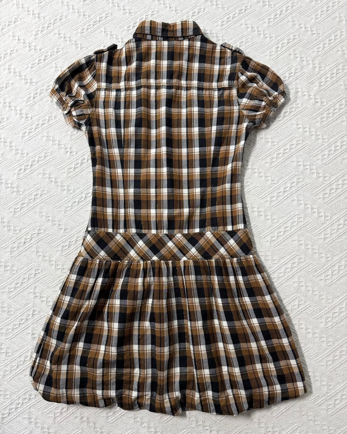 체크 패턴 퍼프 디테일 도트 폴라 원피스 2pcs SET  상품이미지5