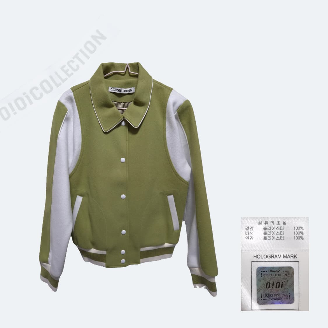 OIOI 바시티 자켓 라이트그린 F 상품이미지2