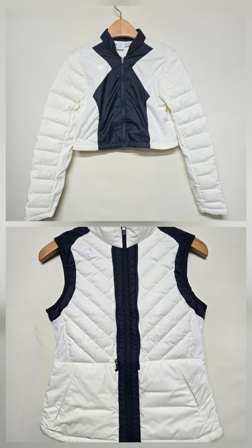 데상트 골프 화이트 /네이비  구스패딩 조끼 + 구스크롭세트M 상품이미지2