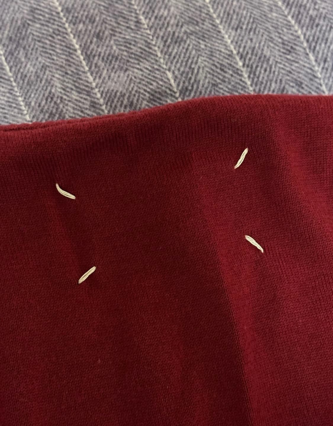 메종마르지엘라 엘보우 패치 니트 버건디 상품이미지3