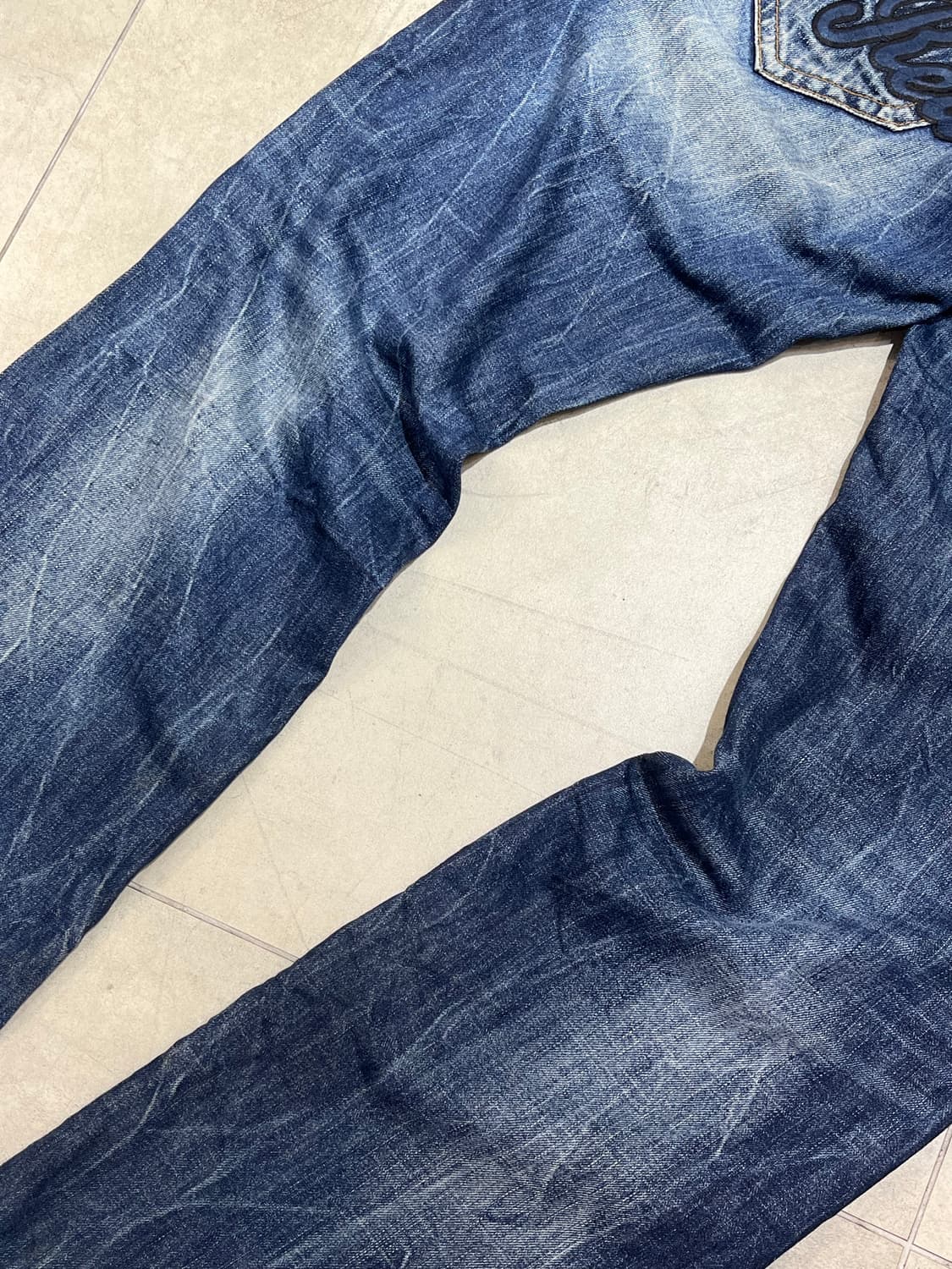 RED PEPPER 락펑크 그런지 워싱 날개 와이드 데님 팬츠 상품이미지5