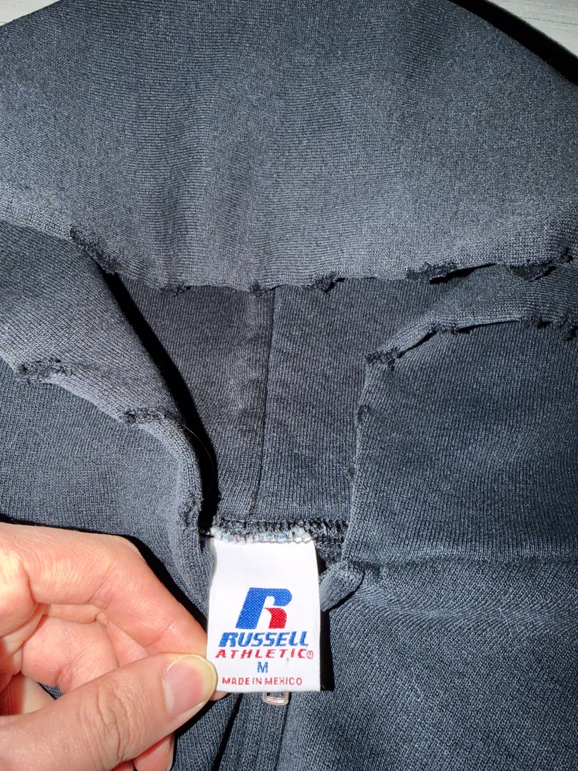 00s 러셀 빈티지 디스트레드 페이딩 후드집업 블랙m 상품이미지4