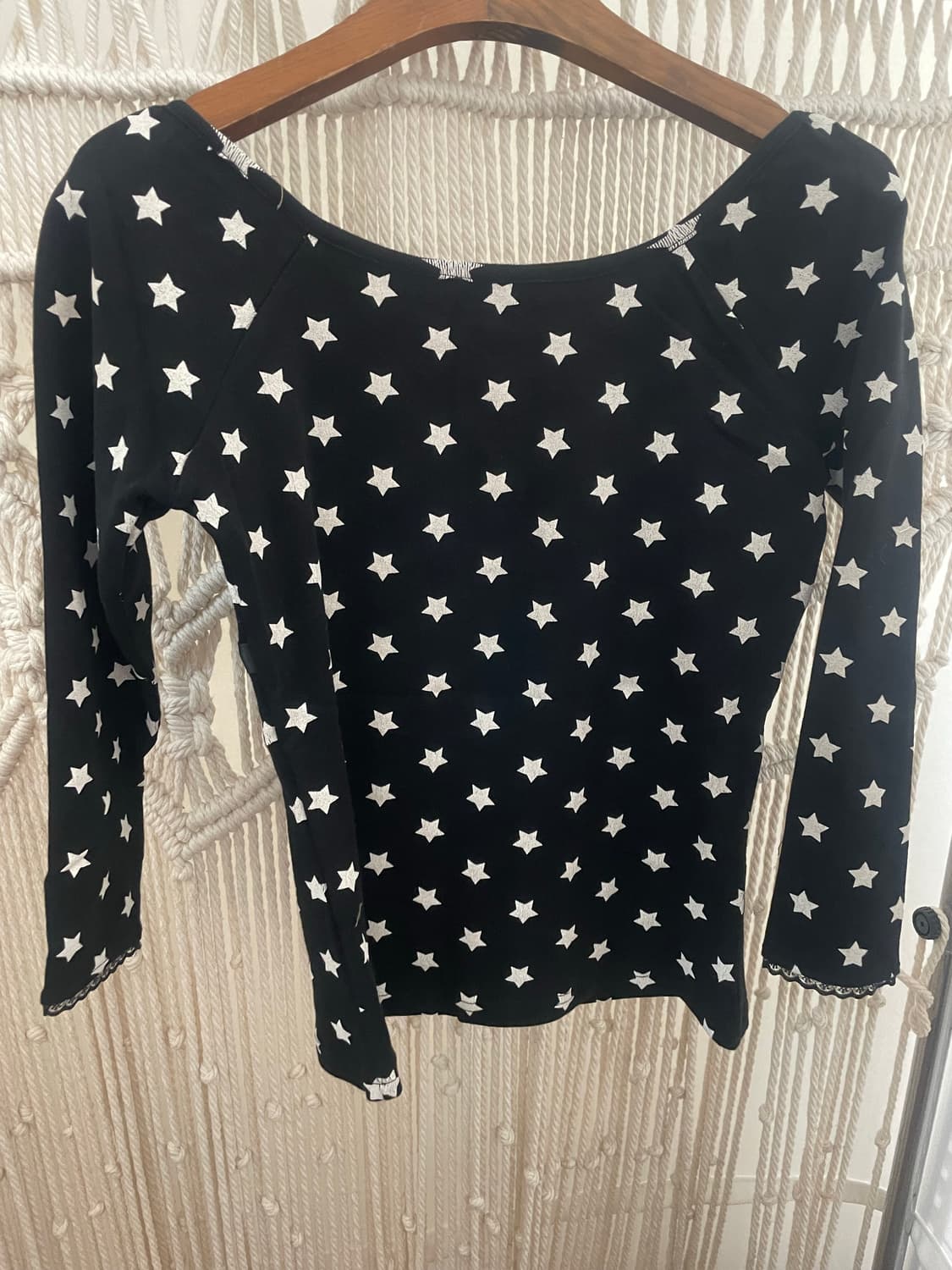 별 프린트 스퀘어넥 크롭 티셔츠 상품이미지2