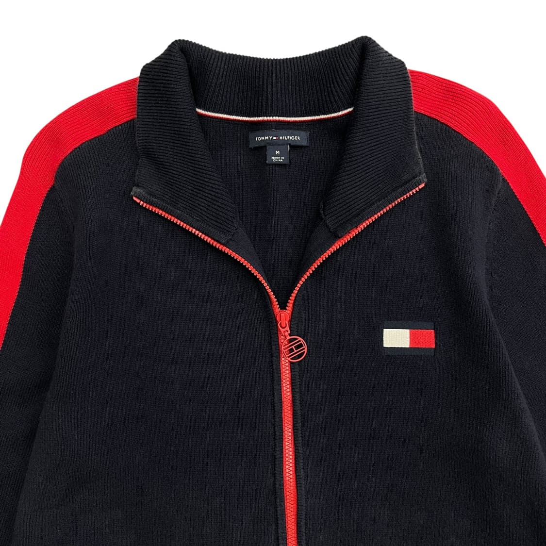 타미힐피거 레드배색 네이비 니트 집업 M 상품이미지4