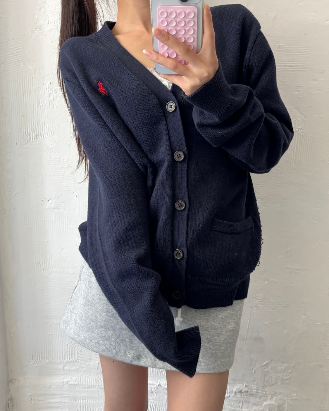 Polo 폴로 랄프로렌 QR신형 네이비컬러 브이넥 니트 가디건 상품이미지1