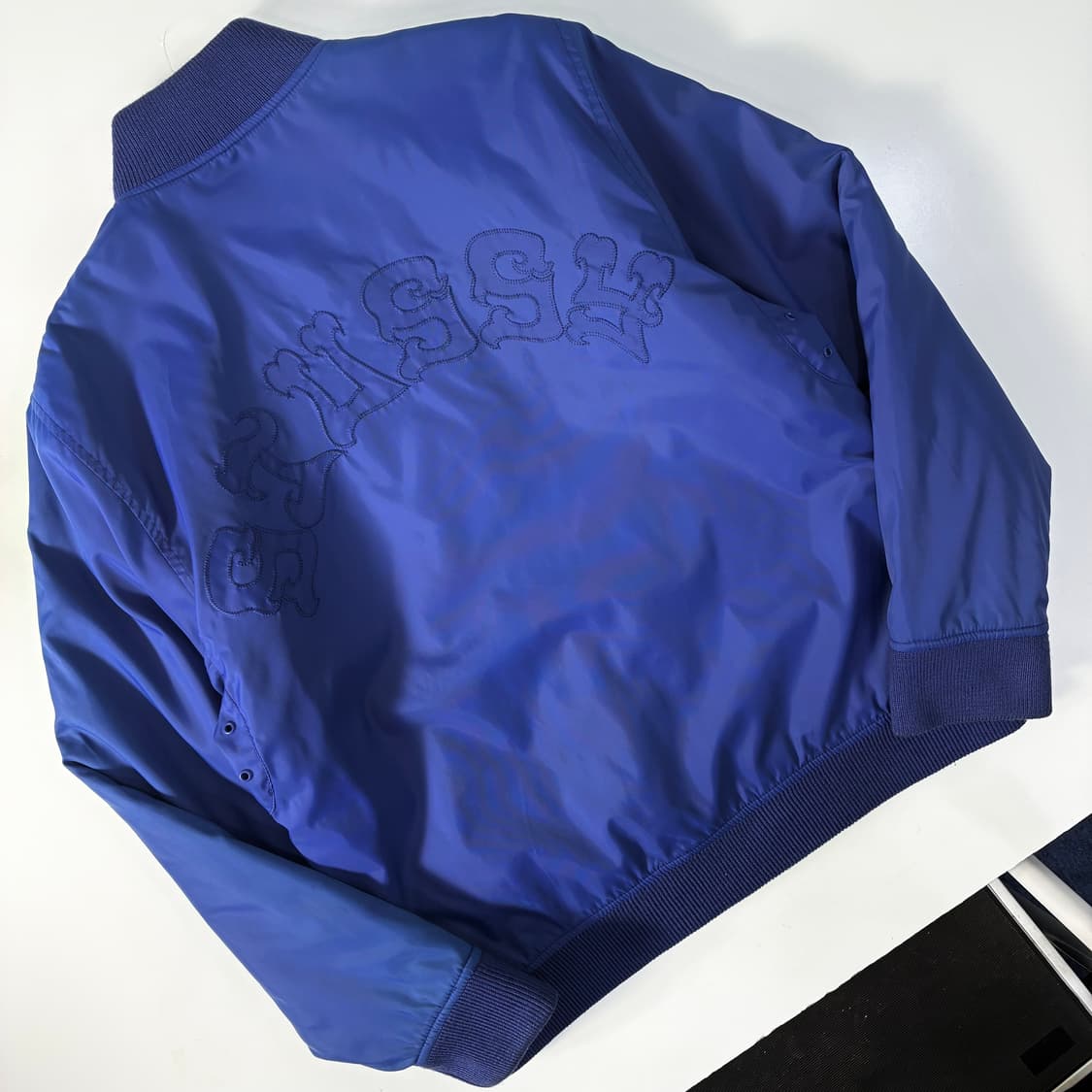 Stussy 스투스 90‘s 스컬 스탁 자수 봄버 스타디움 바시티 자켓 상품이미지5