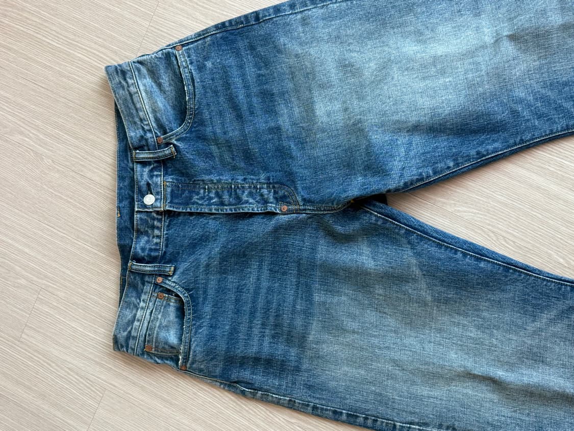 [L] 아웃스탠딩 30s 신치백 셀비지 와이드 데님팬츠 상품이미지4