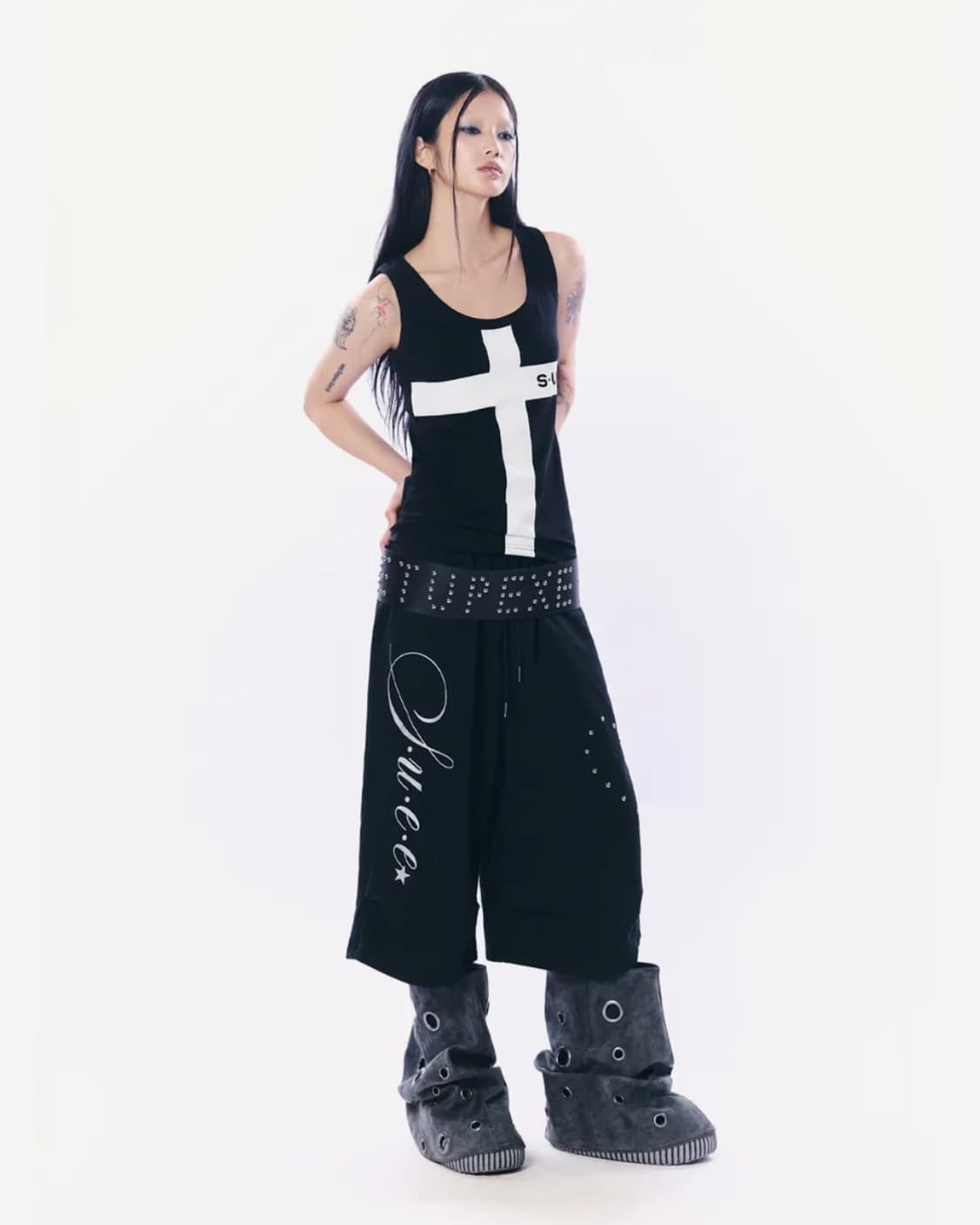 셋업이엑스이 LOGO STUDDED TIE BELT / BLACK 상품이미지3