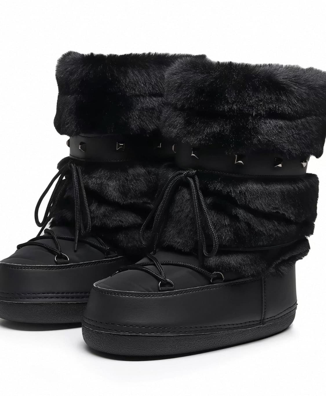 빈티지 갸루 Y2K 퍼부츠 블랙 235 상품이미지1