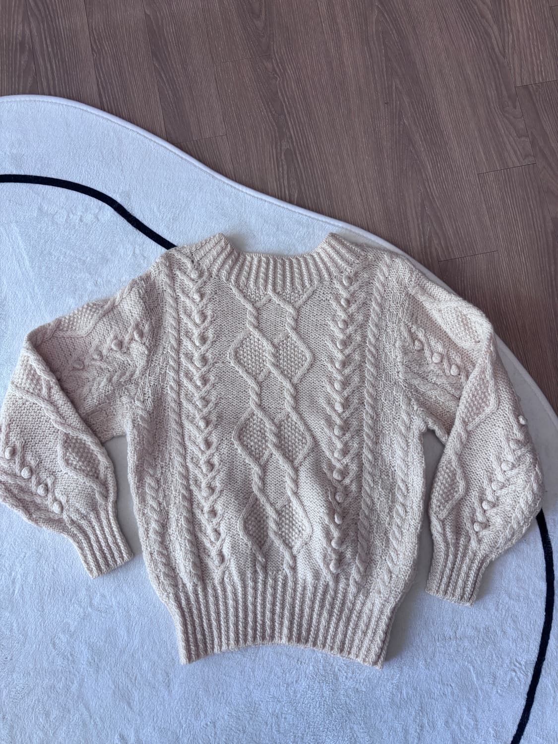 빈티지니트_흰순이 아란니트,폼폼이 울100 상품이미지3